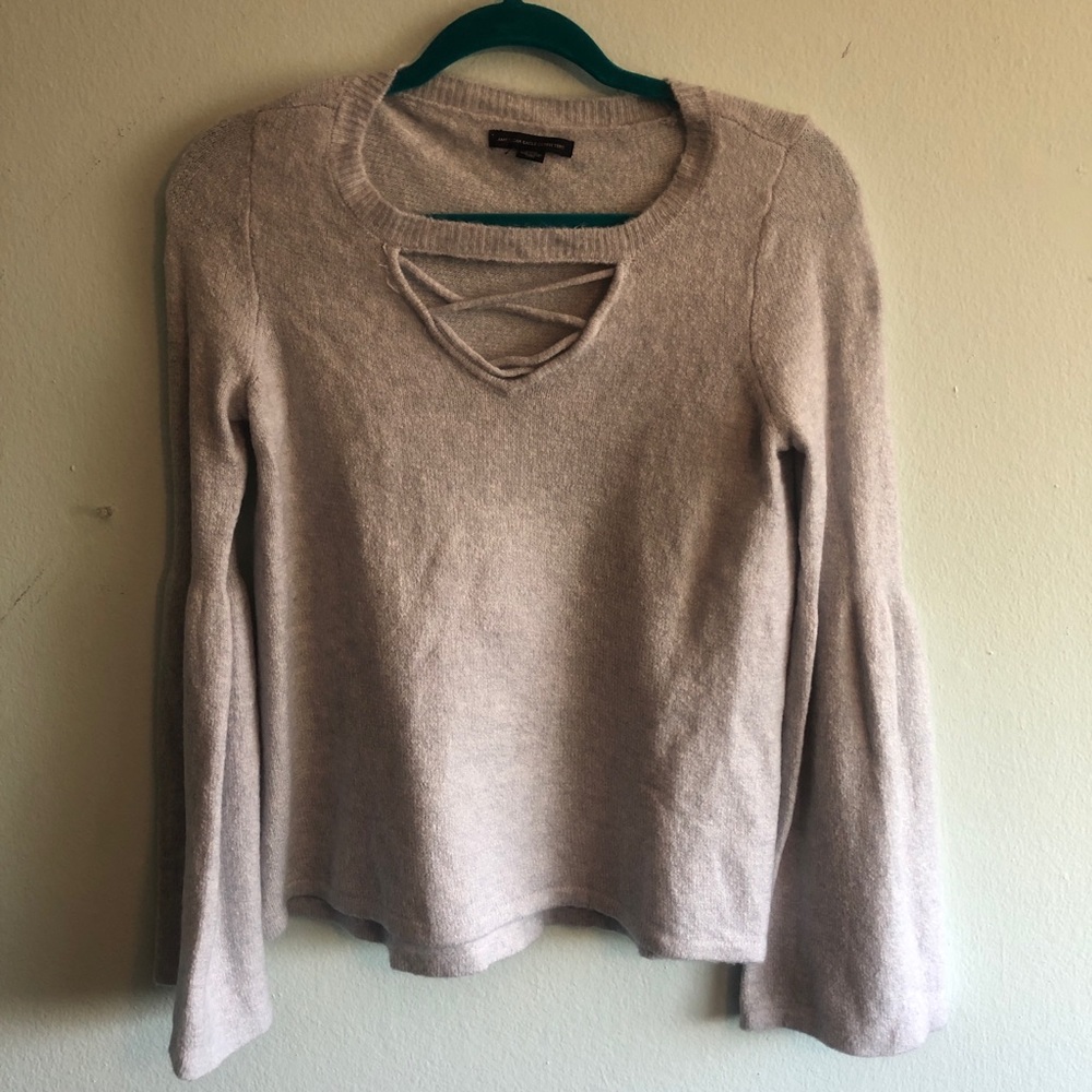 AE icy blue flare sleeve sweater